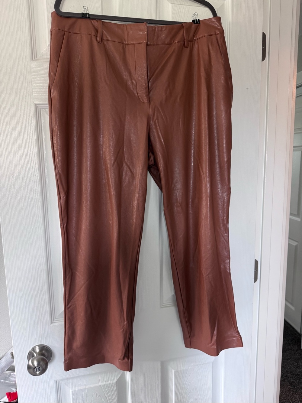 Commando Faux Leather Wide-Leg Pants in Chestnut Brown